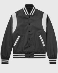 Varsity Satin jacket black Single stripe